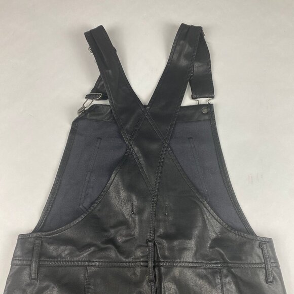 Free People Ziggy Overalls Jumpsuit Faux Leather Women's Size Small Black - Picture 4 of 16
